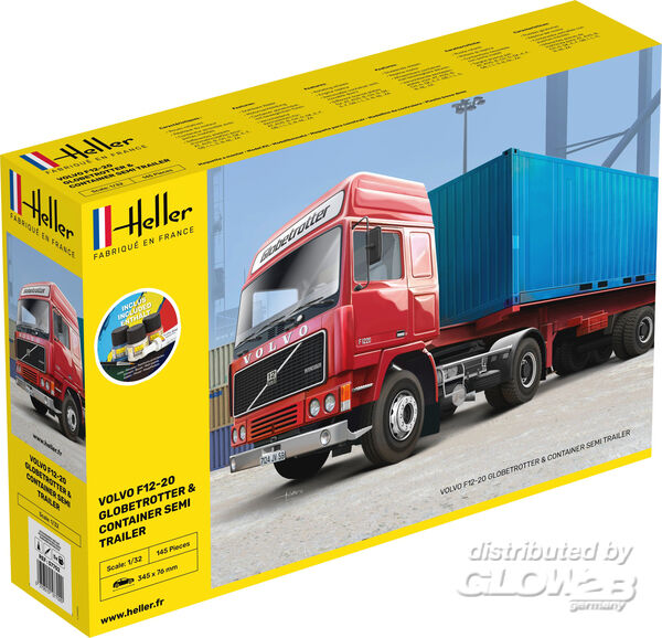 Volvo F12-20 GlobeTrotter &Co - Heller 1:32 STARTER KIT F12-20 Globetrotter & Container semi trailer