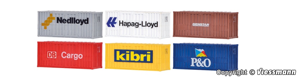 H0 20-Fuss-Container, 8 Stuec - Kibri