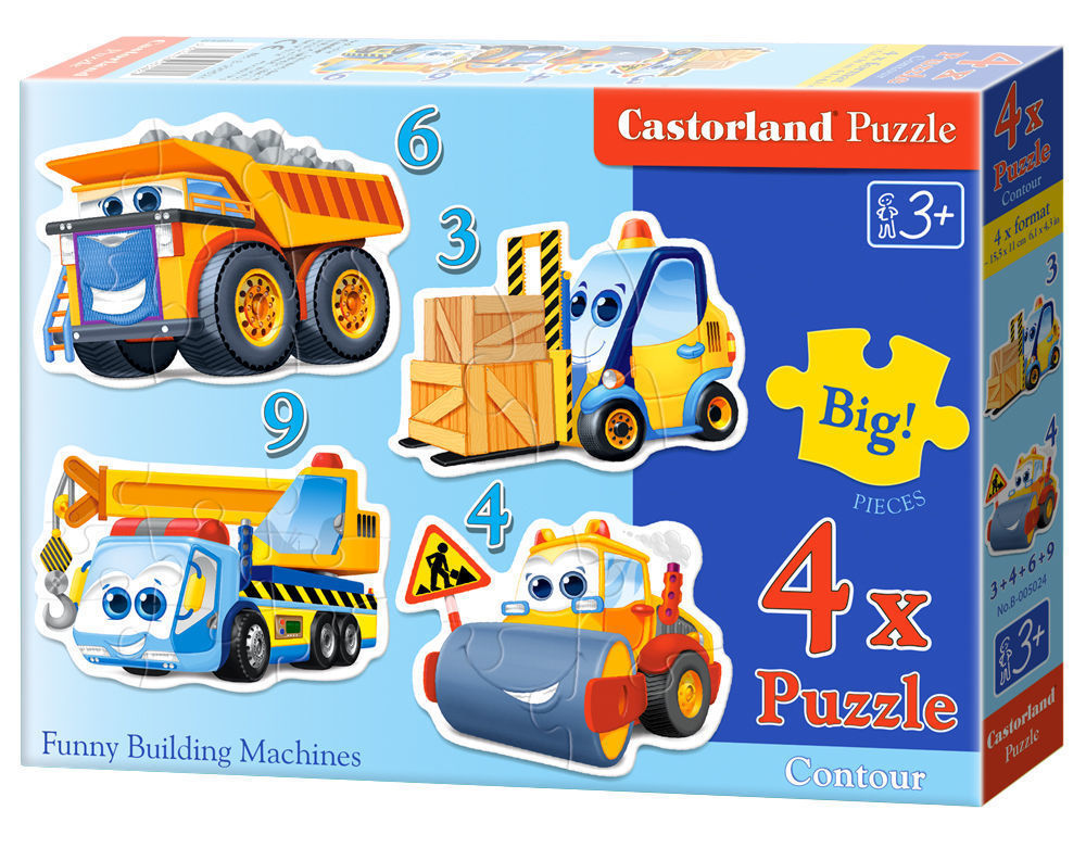 Funny Building Machines,4xPuz - Castorland  Funny Building Machines,4xPuzzle 3+4+6+9
