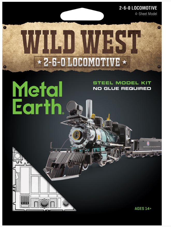 Metal Earth:Wild West 2-6-0 L - Metal Earth: Wild West 2-6-0 Locomotive