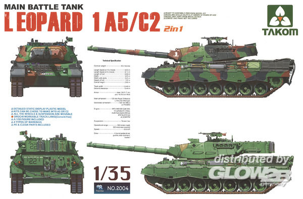 1/35 Leopard 1A5/C2 - Takom 1:35 Main Battle Tank Leopartd 1 A5/C2 2 in 1