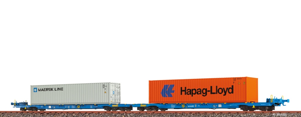 H0 GÜW Sffggmrrss36 AAE VI - H0 Containerwagen Sffggmrrss36 MAERSK / Hapag-Lloyd AAE