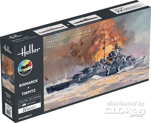 STARTER KIT Bismarck + Tirpit - Heller 1:400 STARTER KIT Bismarck + Tirpitz TWINSET