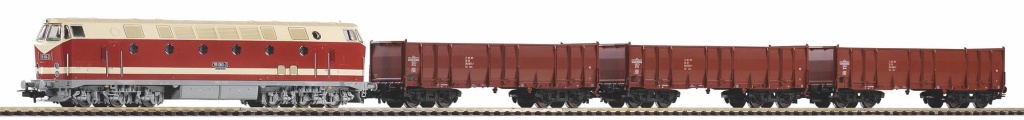 S-Set Güterzug BR 119 DR + 3 - Start-Set mit Bettung BR 119 + 3 Hochbordwagen