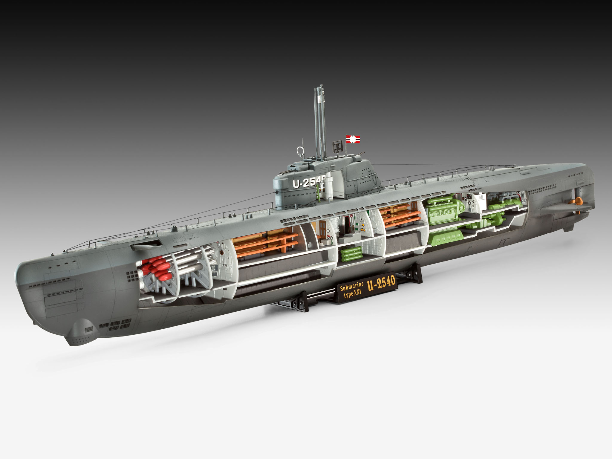 U-Boot Type XXI mit Interieur - Deutsches U-Boot Typ XXI mit Interieur
