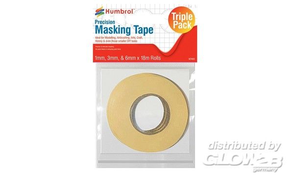 Maskierband, drei Rollen à 18 - Humbrol  Humbrol Masking Tape Setÿ1mm, 3mm & 6mm x18m rolls