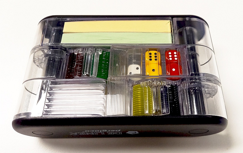 Spiele Set Arstecnica Linea - Miniatur Ausstattung in praktischer Klappbox : Kartenspiel, Würfel, Chips, Punktekarten