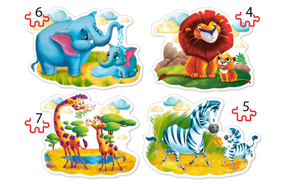 Animals of Africa,4 xPuzzle(4 - Castorland  Animals of Africa,4 xPuzzle(4+5+6+7)