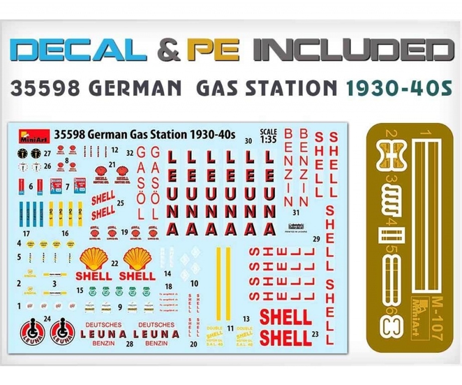 German Gas Station 1930-40s - 1:35 Dt. Zapfsäulen-Set m. Zub. 1930-40