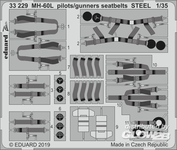 MH-60L pilots/gunners seatbel - Eduard Accessories 1:35 MH-60L pilots/gunners seatbelts STEEL for Kitty Hawk