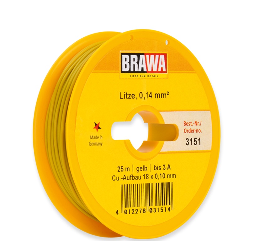 Profi-Litze 25m   gelb - Schaltlitze 0,14 mm², 25 m Spule, gelb