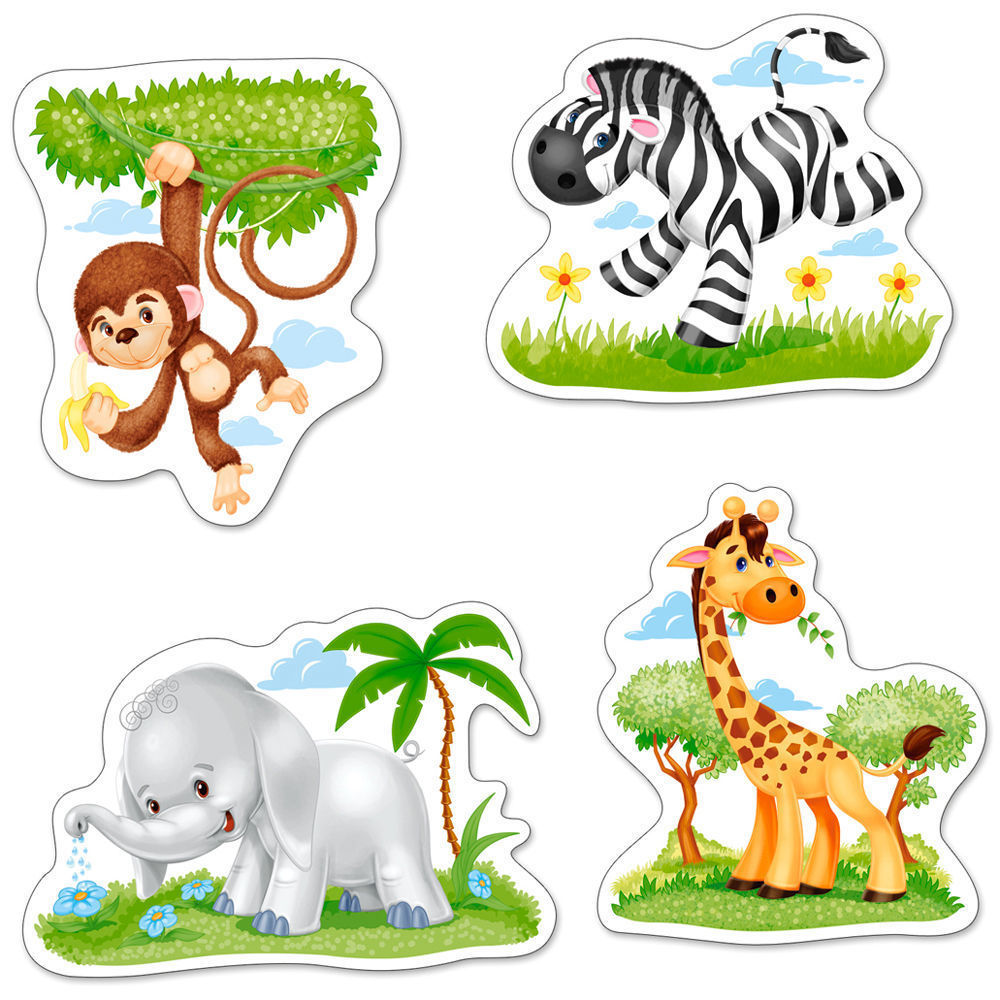 African Animals,4x Puzzle 3+4 - Castorland  African Animals,4x Puzzle 3+4+6+9 Teile