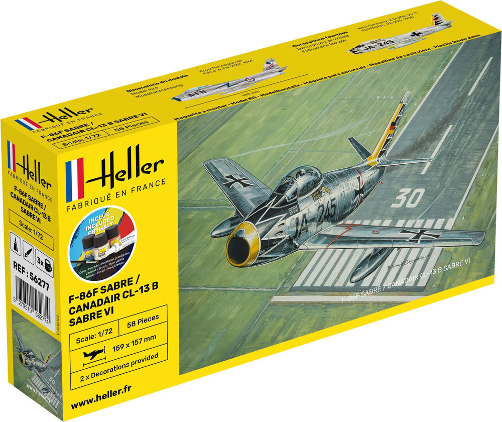 STARTER KIT F-86F SABRE / CAN - Heller 1:72 STARTER KIT F-86F SABRE / CANADAIR CL-13 B Sabre VI