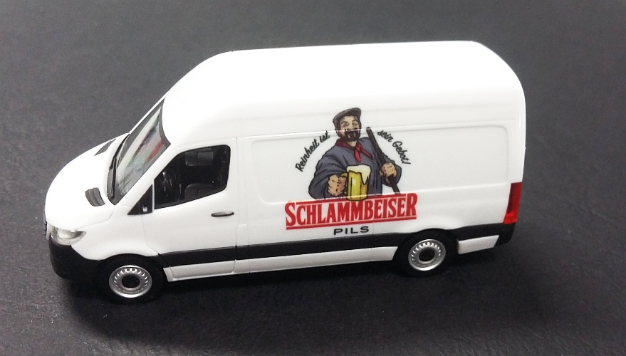 MB Sprinter"SchlammbeiserBier - Sonderauflage Exklusiv für Bastler Zentrale Lonthoff - 1:87 / HO Kleinstauflage / Mercedes Benz Sprinter 2018 / Schlammbeiser Bier aus Gießen