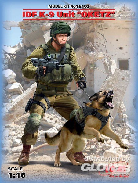K-9,Israeli Police Team Offic - ICM 1:16 IDF K-9 Unitz OKETZ with dog