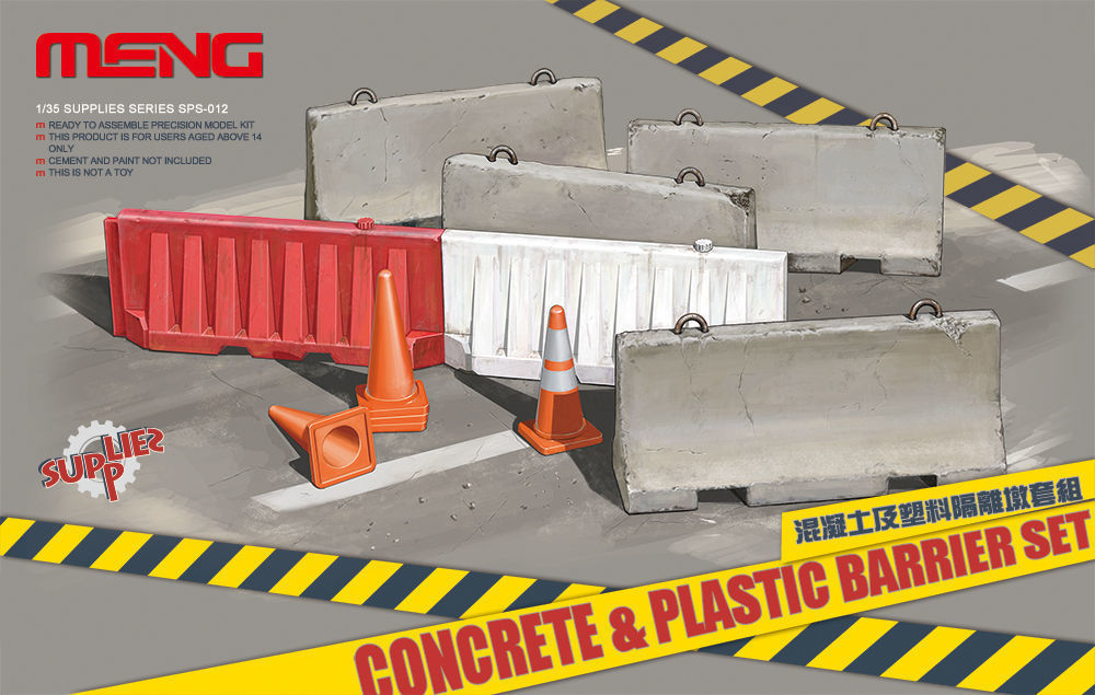 Concrete & plastic barrier se - MENG-Model 1:35 Concrete & plastic barrier set