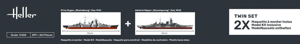 STARTER KIT Prinz Eugen + Adm - Heller 1:400 STARTER KIT Prinz Eugen + Admiral Hipper TWINSET