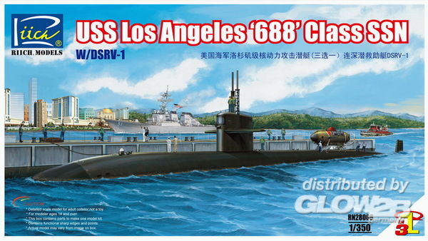 USS Los Angeles 688 Class SSN - Riich Models 1:350 USS Los Angeles 688 Class SSN w/DSRV-1