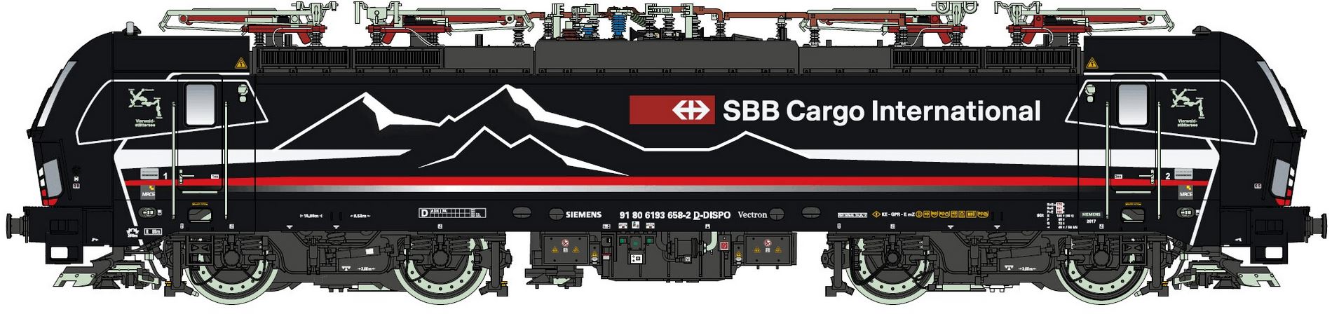 E-Lok BR 193 658 SBB Cargo/Sh - SBB Cargo Int. hat seit 2022 drei neue Vectron von MRCE angemietet und diese neu eingekleidet. Neben dem Alppiercer 1 und 2, sowie dem Night- und Holl