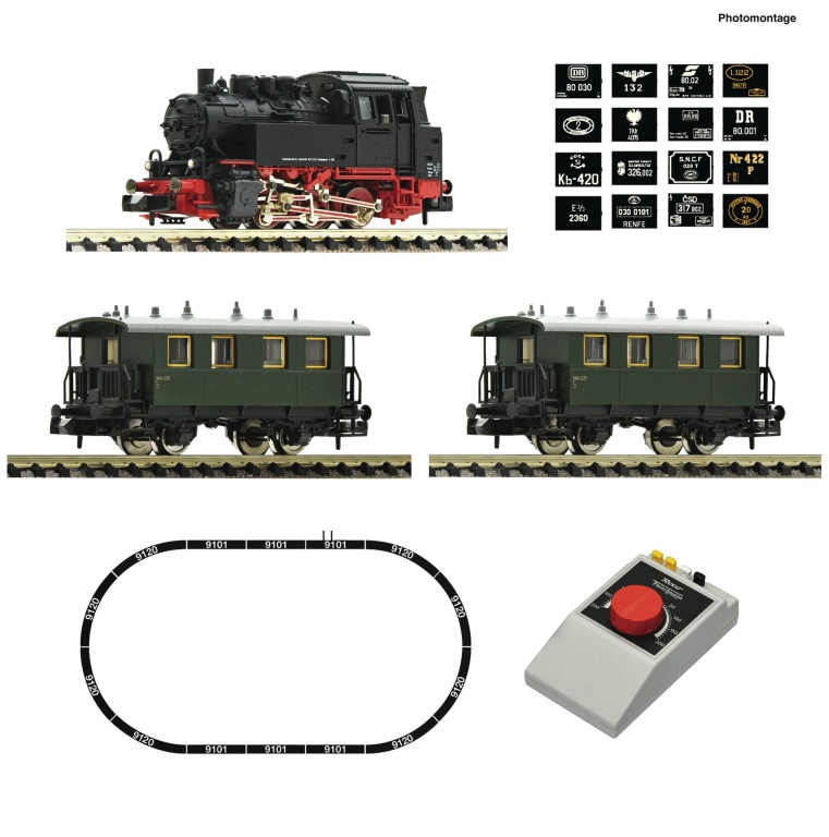 Analog-Startset BR80 + Pers. - Analog Start Set: Dampflokomotive BR 80 mit Personenzug