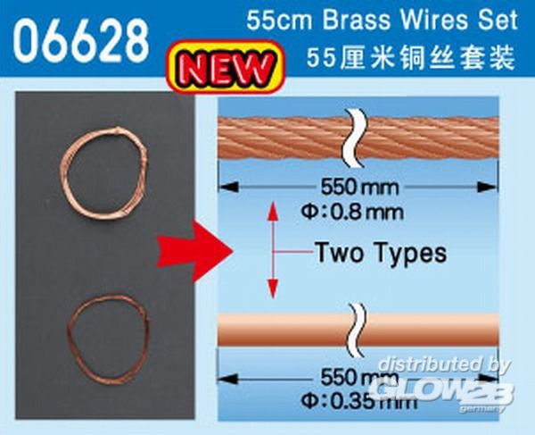 2 x 55cm  Messingdraht Durchm - Master Tools  55cm Brass Wire set
