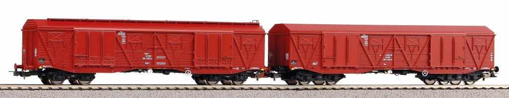 2er Set ged. Güterwagen 401Ka - 2er Set Großraumgüterwagen 401Ka Gags-t + 401Ka Gas PKP V