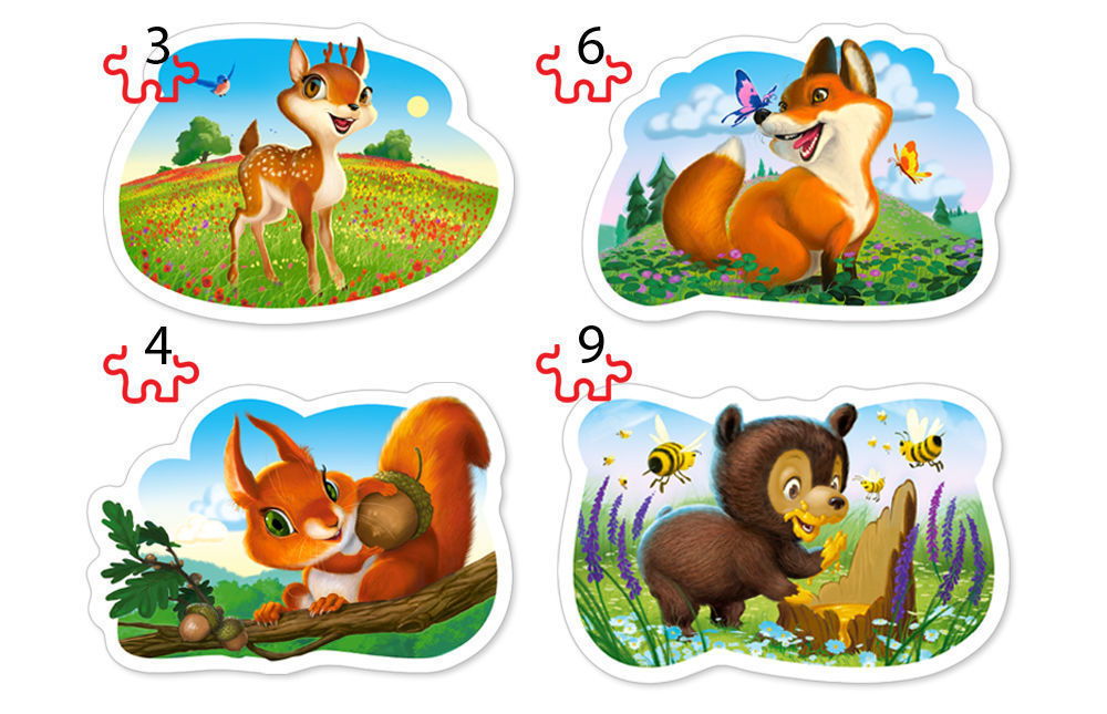 Forest Animals, Puzzle 3+4+6+ - Castorland  Forest Animals, Puzzle 3+4+6+9 Teile