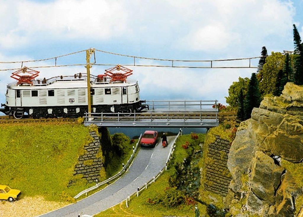 HO Brücken-Fahrbahn ger. 18cm - Stahlbrücke Brückenbausatz, steckbar