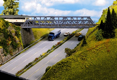HO Gitter-Brücke 36cm - Stahlbrücke Bausatz zum Stecken und Kleben