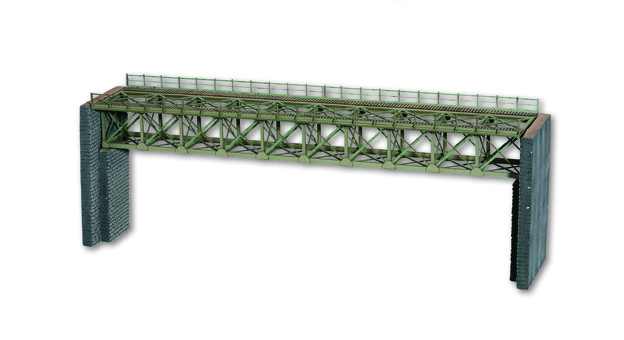 HO L-C Stahlbrücke, 37,2 cm - Inhalt: Laser-Cut Brückenbausatz mit Brückenköpfen, aus speziel