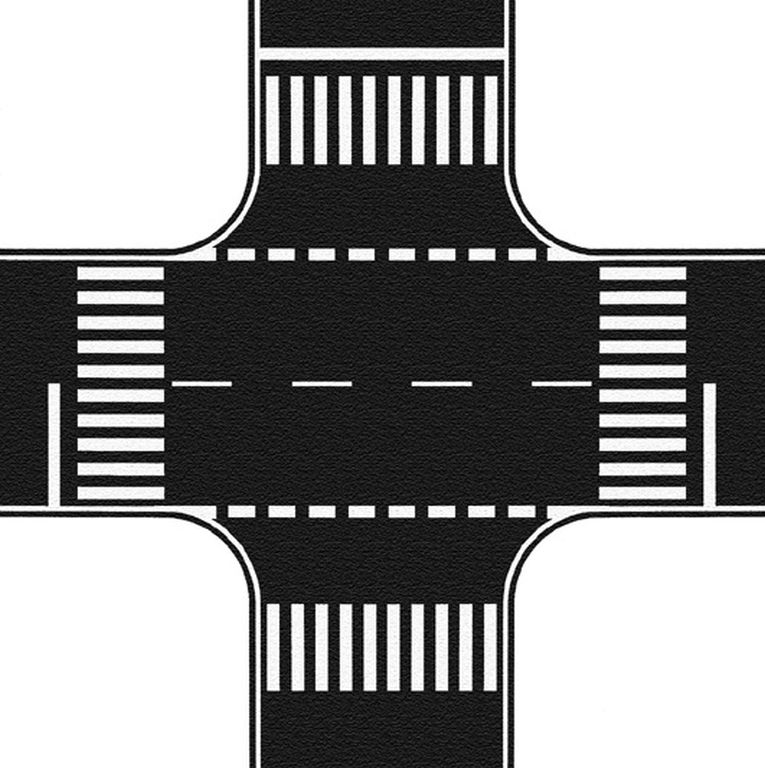 HO Kreuzung, Asphalt, 22cm - Stabile, fexilble und selbstklebende Straßen-Folie