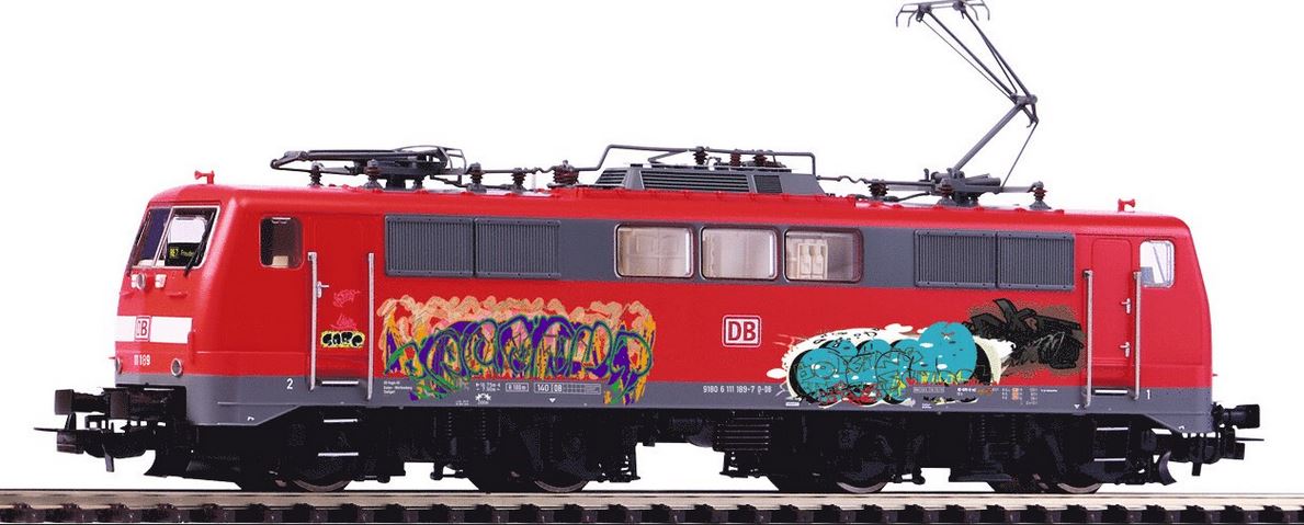 HO E Lok BR111 Graffiti DB AG - = ANALOG H0 Elektrolokomotive BR 111 mit Graffiti, DB-AG, Epoche VI