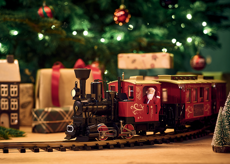 Startset Weihnachtszug - Startset Weihnachtszug, Dampflok mit Personenwagen, rot