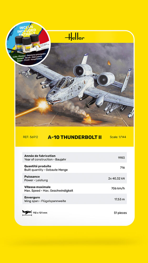 STARTER KIT A-10 Thunderbolt - Heller 1:144 STARTER KIT A-10 Thunderbolt II