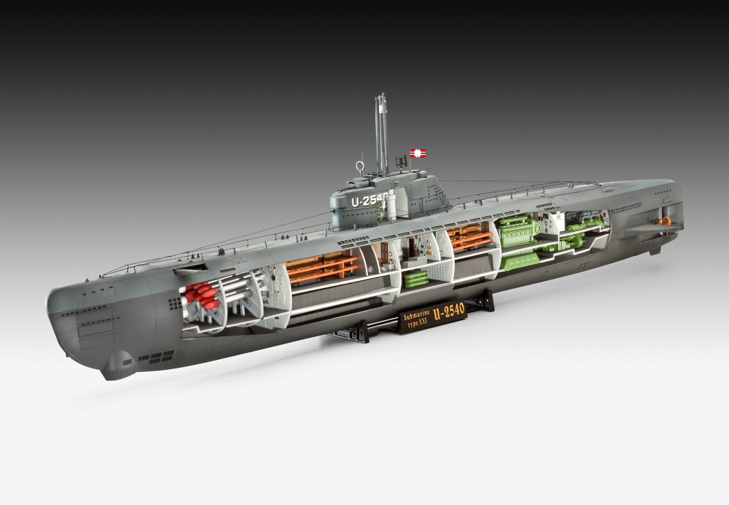 U-Boot Type XXI mit Interieur - Revell 1:144 U-Boot Typ XXI U 2540 &Interieur