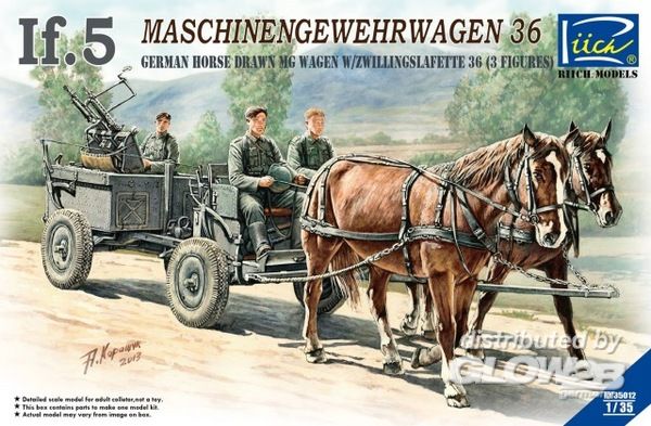 WWII Germann IF-5 Horse Draw - Riich Models 1:35 WWII German IF-5 Horse Drawn MG Wagon with Zwillingslafette