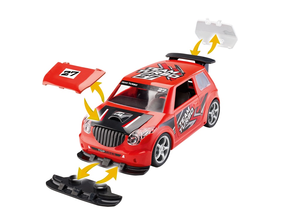 First Construction Rally - Rennwagen mit Rückziehmotor Rallye Car, rot