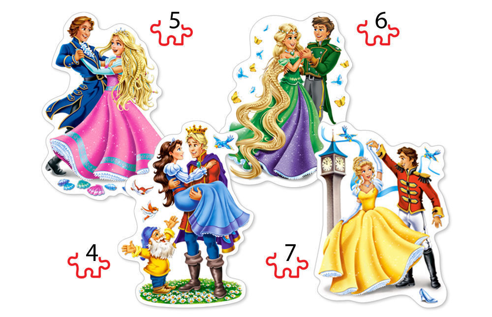 Princesses in Love,Puzzle 4+5 - Castorland  Princesses in Love,Puzzle 4+5+6+7 Teile