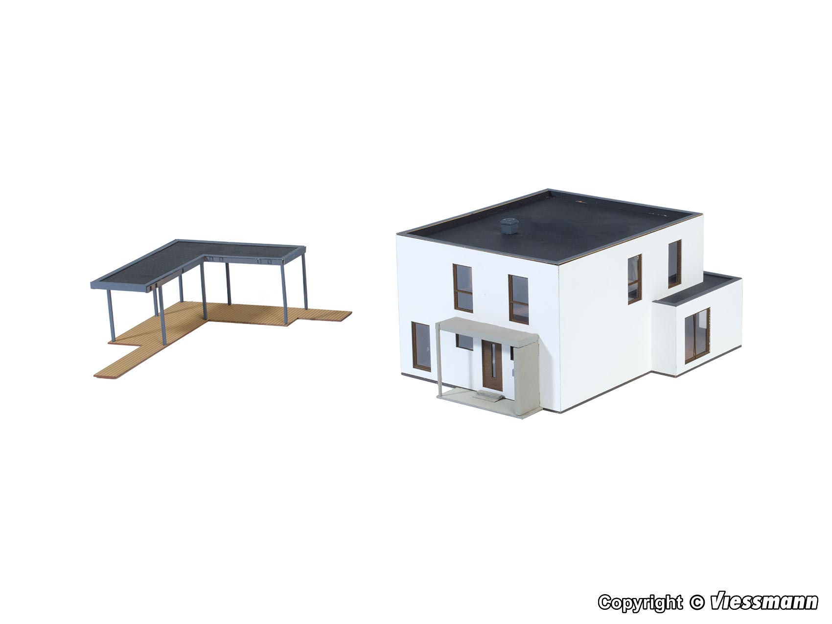 H0 Kubushaus Lina mit Terrass - H0 Kubushaus Lina mit Terrasse - Polyplate Bausatz