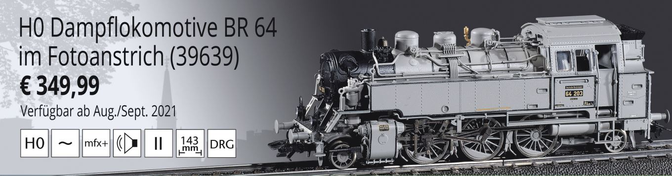 Dampflok BR 64 Fotoanstrich - DGR Betriebsnummer 65 203 um 1929 - MFX Decoder - vorbereitet auf Dampf 72270 - LüP 14,3 cm