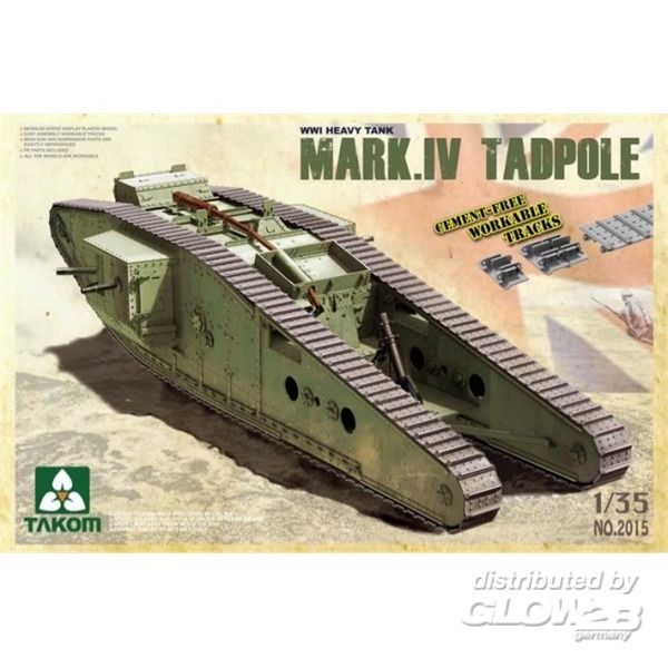 1/35 WWI Battle Tank Mark IV - Takom 1:35 WWI Heavy BattleÿT. Mark IV Male Tadpole w/Rearm.