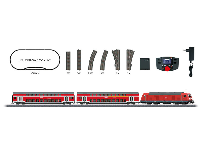 Dig.-Startset RegionalExp MS2 - BR 245 + 2 Doppelstockwagen + Mobile Station 2 + 2 Weichen