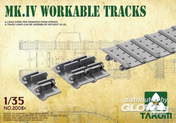 1/35 Mark IV Workable Tracks - Takom 1:35 Mk IV Cement Free Workable Tracks