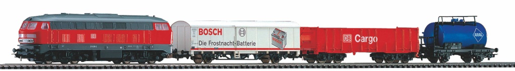S-Set DB Cargo: BR 218 + Güte - Start-Set mit Bettung BR 218 DB Cargo mit 3 Güterwagen