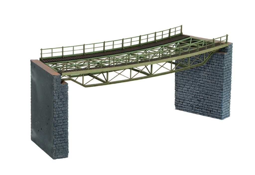 HO L-C Brückenfahrbahn,geb.R2 - Inhalt: Radius R2 437 mm Laser-Cut Brückenbausatz mit Brückenkö