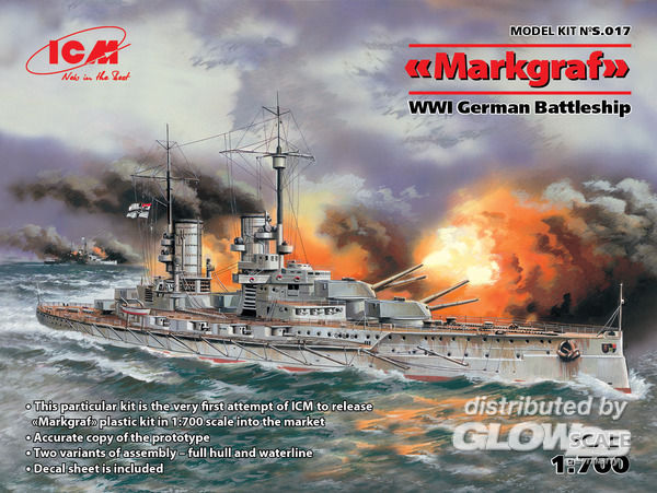 Markgraf (full hull+Waterline - ICM 1:700 Markgraf (full hull & waterline) WWI German Battleship