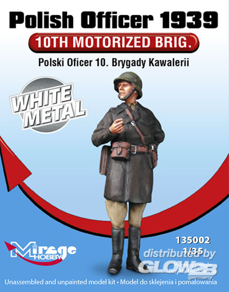 Polish Officer 1939´10th Moto - Mirage Hobby 1:35 Polish Officer 1939´10th Motorised Brig. White Metal