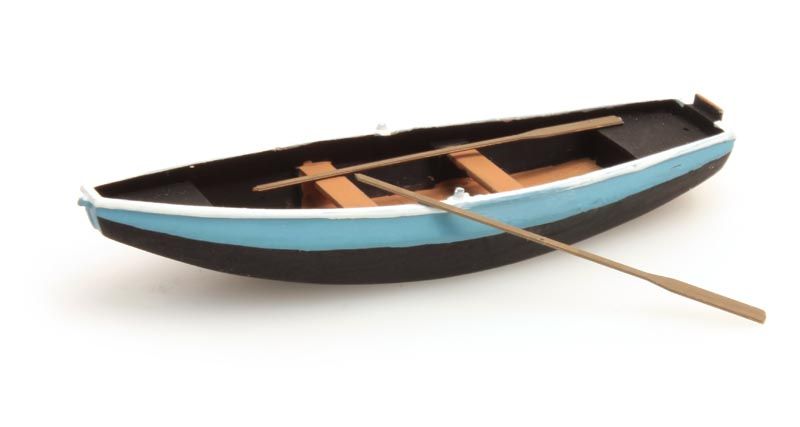 Ruderboot (Stahl) blau 1 Stk - 1:87  Fertigmodell aus Resin, lackiert