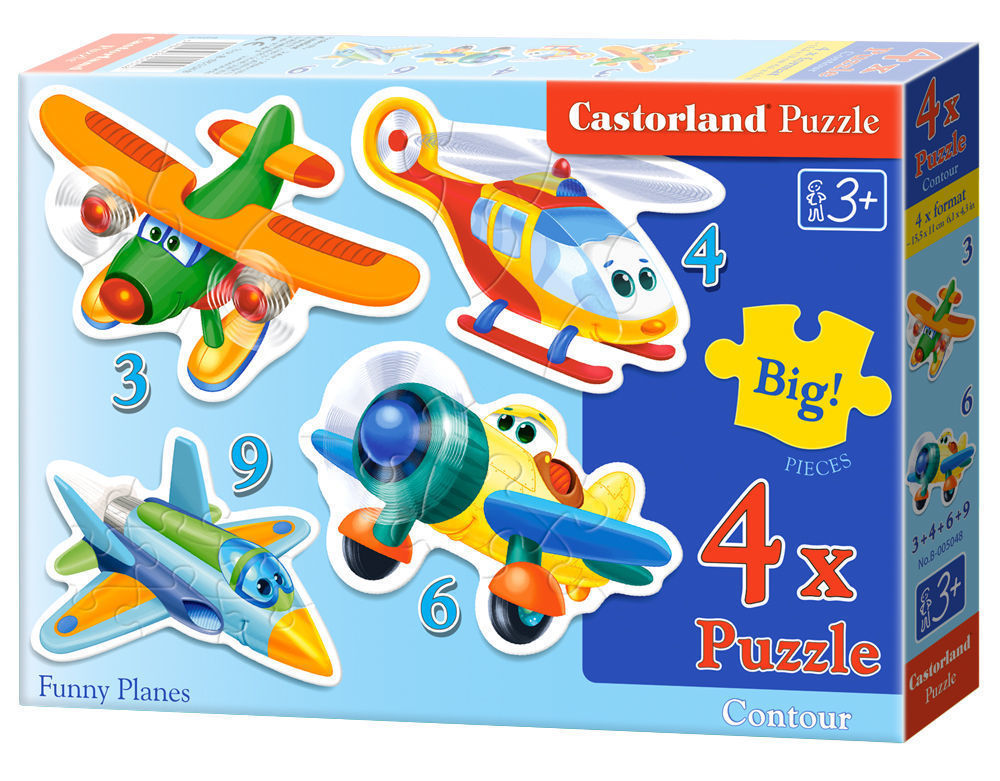 Funny Planes,4x Puzzle 3+4+6+ - Castorland  Funny Planes,4x Puzzle 3+4+6+9 Teile