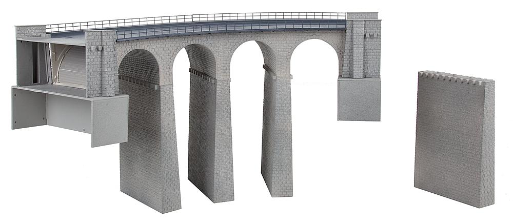 Viadukt-Set, 2-gleisig, gebog - 568 x 230 x 262 mm  H0  Epoche: II